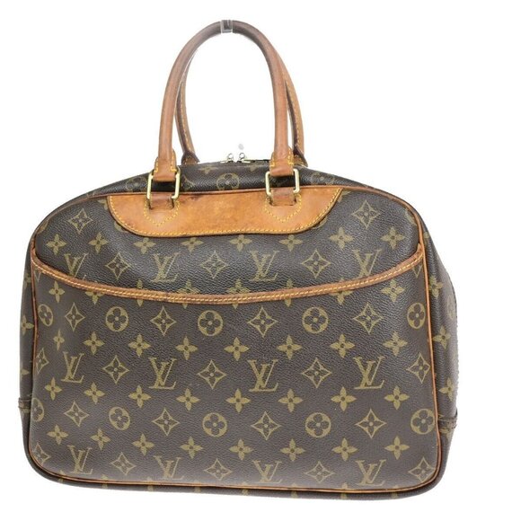 LOUIS VUITTON LV Logo Deauville Hand Bag Monogram Leather Brown - Picture 1 of 16